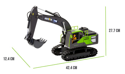 1:18 Scale 13-Channel Alloy Remote Control Excavator Construction Vehicle with Lights, Sound and Steam