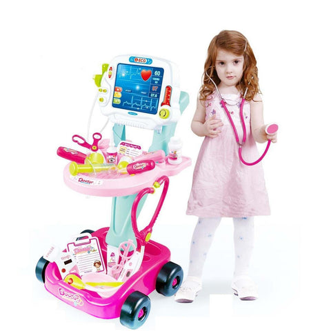 Kids Medical Cart Playset with ECG Machine, Light-Up Tools & 17 Accessories - SuperSaverAU - view 2