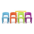 Kids 5-Piece Plastic Table and 4 Chairs Set Multicoloured for Ages 3-8 - SuperSaverAU - view 3