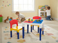 2-in-1 Building Blocks Table Set with 2 Chairs and 100 Blocks Compatible with LEGO - SuperSaverAU - view 2
