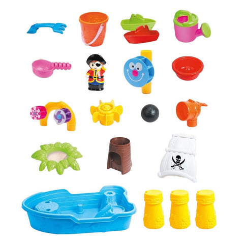 Children's Pirate Theme Ship Sand & Water Table 60cm x 28cm x 39cm with 20 Play Pieces - SuperSaverAU - view 2