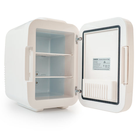 Lenoxx 4L Beauty Cosmetics Skincare Fridge - White with Mirror Door & Temperature Settings - SuperSaverAU - view 2