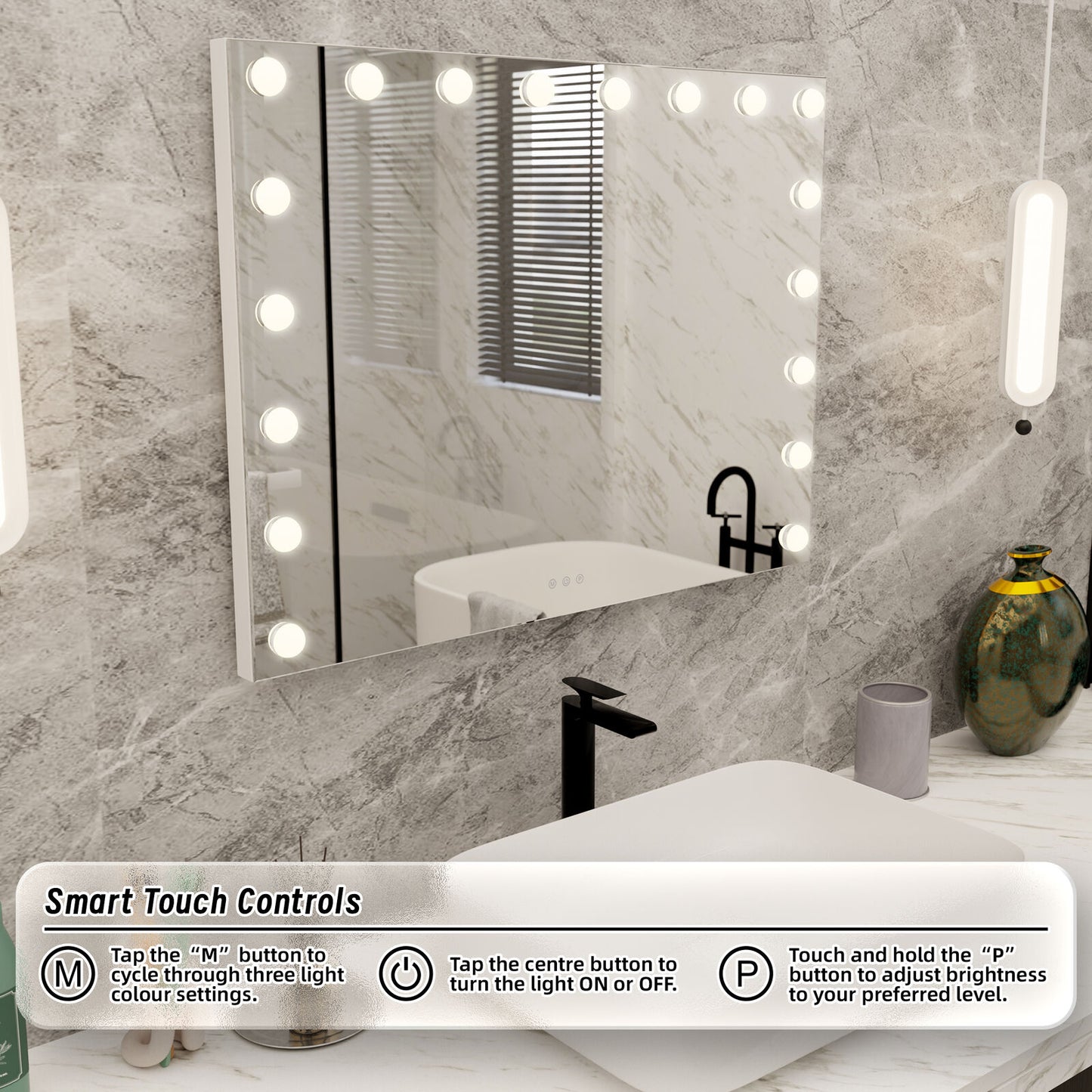 Beauty Mirror with 18 LED Bulbs - USB Ports & Colour Settings