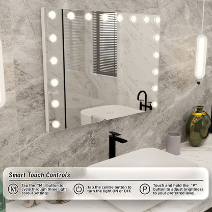 Beauty Mirror with 18 LED Bulbs - USB Ports & Colour Settings