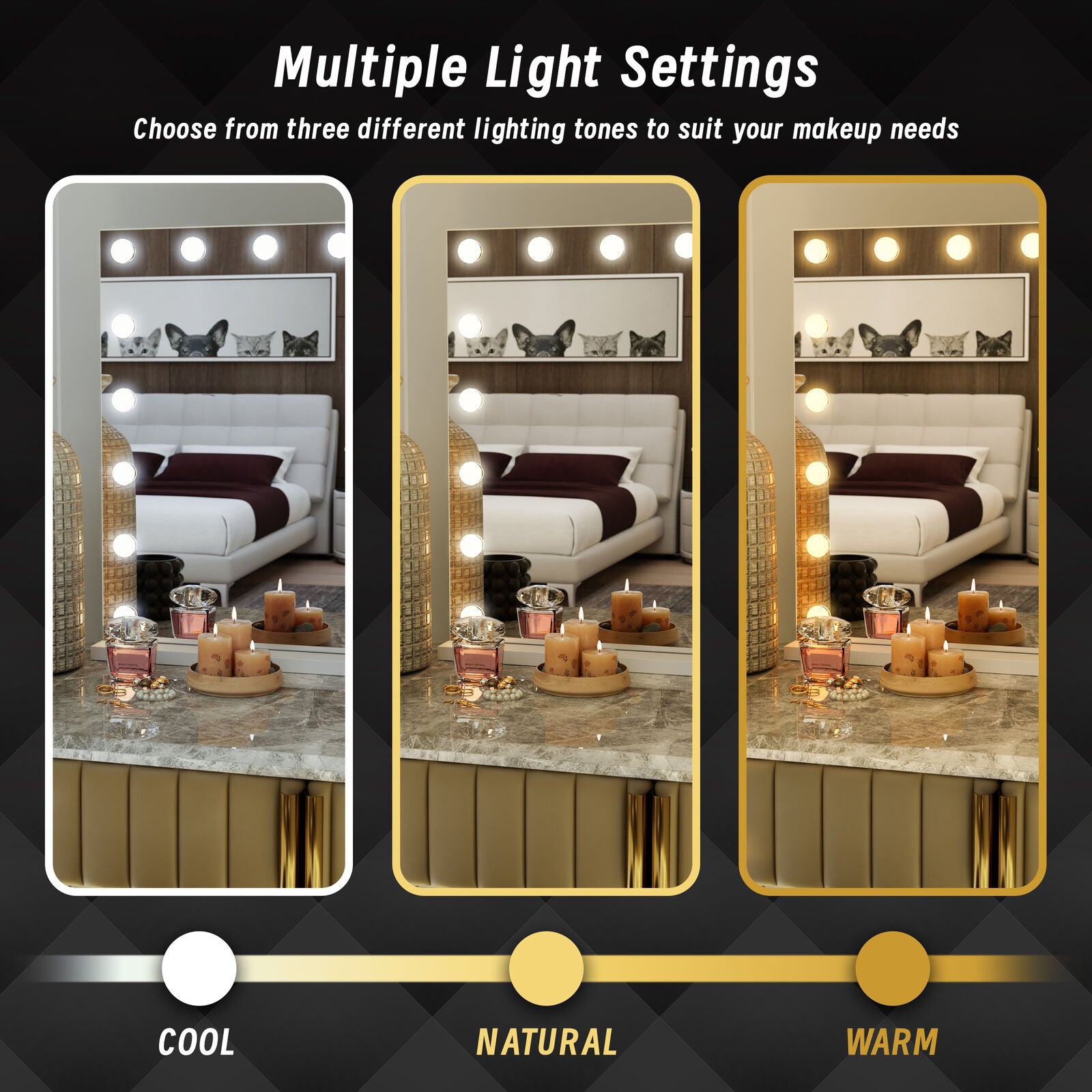 Beauty Mirror with 18 LED Bulbs - USB Ports & Colour Settings - SuperSaverAU - view 5