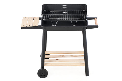 Charcoal Grill BBQ with Manual Rotisserie Stick on Trolley Stand - SuperSaverAU - view 2