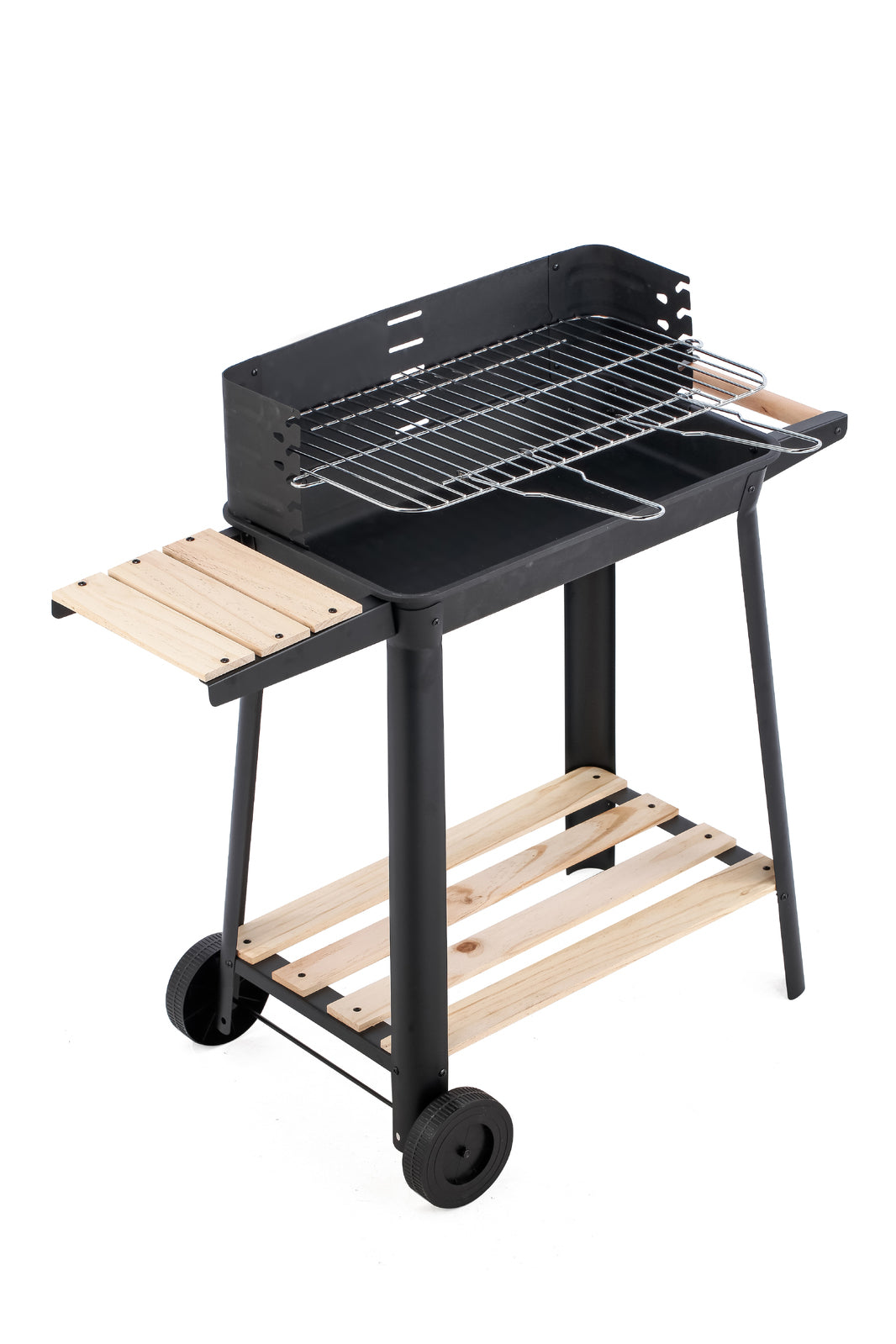 Charcoal Grill BBQ with Manual Rotisserie Stick on Trolley Stand - SuperSaverAU - view 3