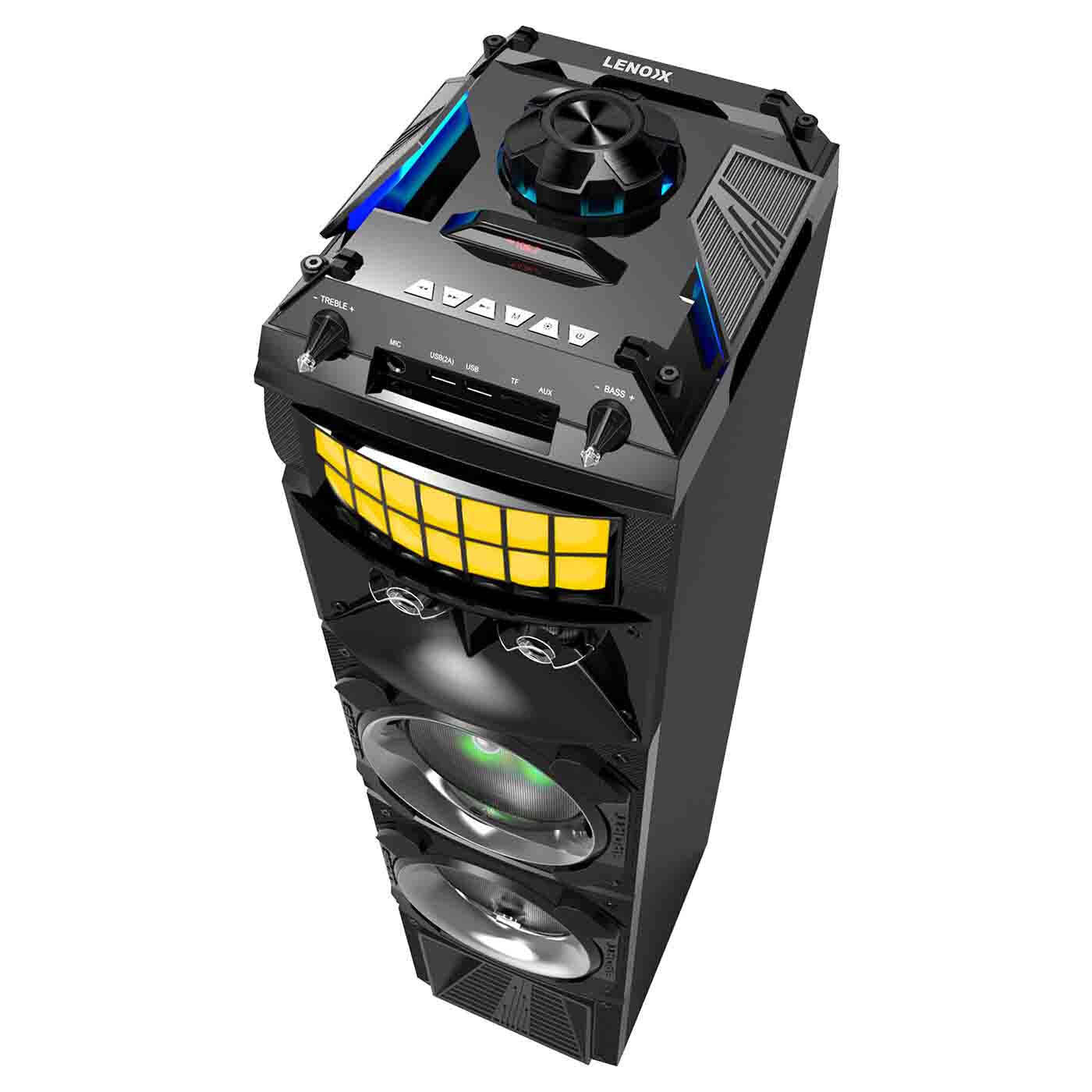 LED Stage Lights Wireless Streaming Speaker 80W RMS with Rotational Disco Lighting