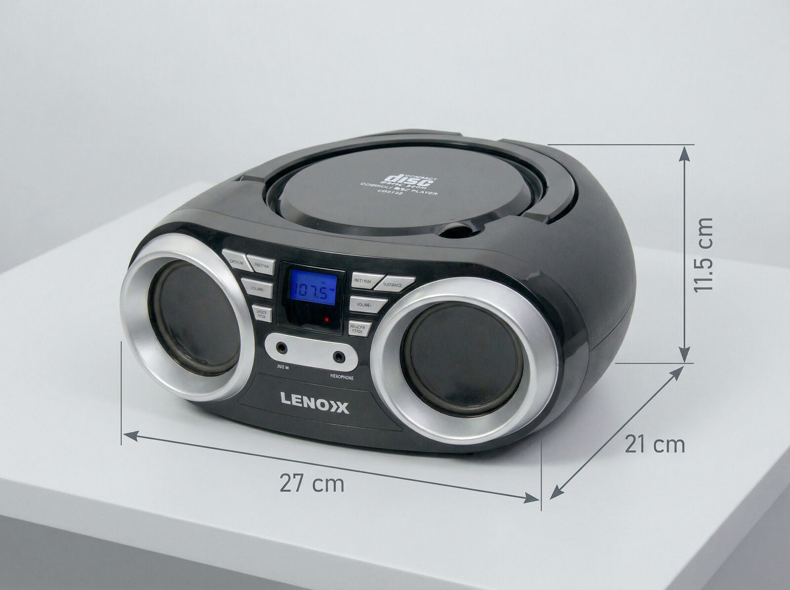 Premium Black Portable CD Player with FM Radio and AUX In