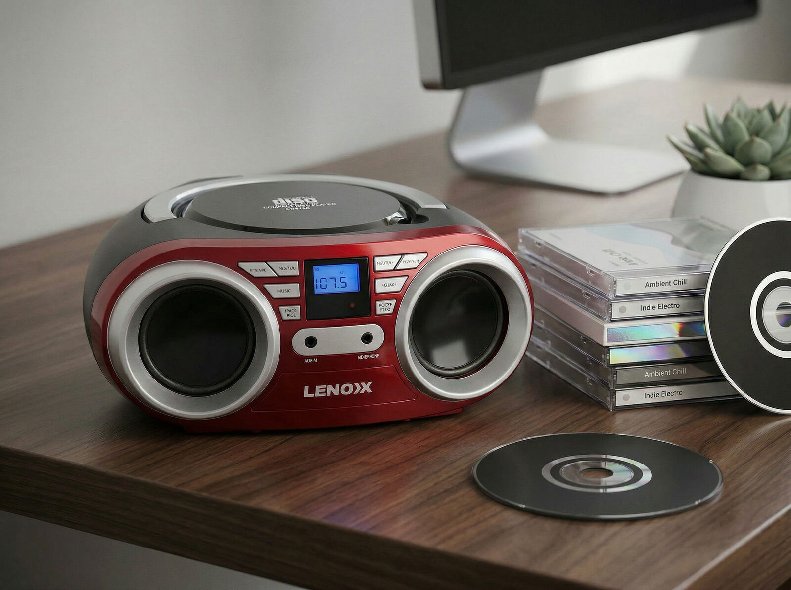 Portable Red CD with FM Radio, AUX In & 10W Speakers - SuperSaverAU - view 2