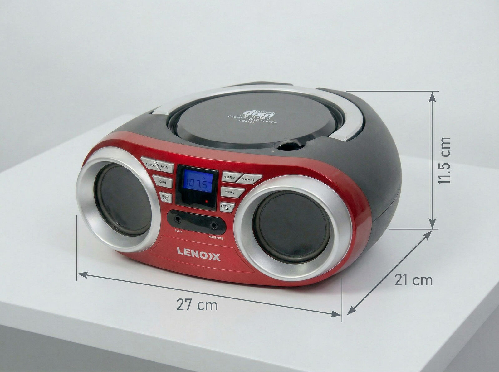 Portable Red CD with FM Radio, AUX In & 10W Speakers - SuperSaverAU - view 3