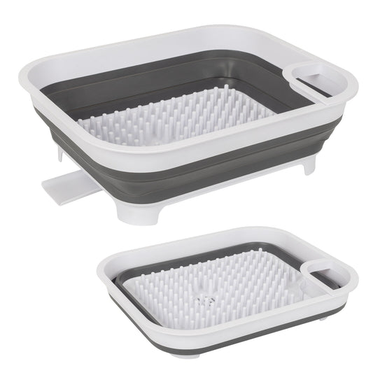 Collapsible Dish Rack 48x40x15.5cm with Utensil Section for Compact Kitchens & Camping
