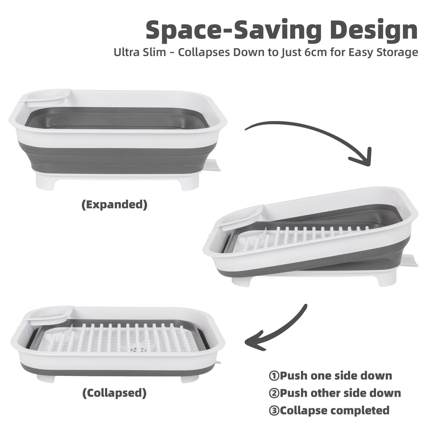 Collapsible Dish Rack 48x40x15.5cm with Utensil Section for Compact Kitchens & Camping