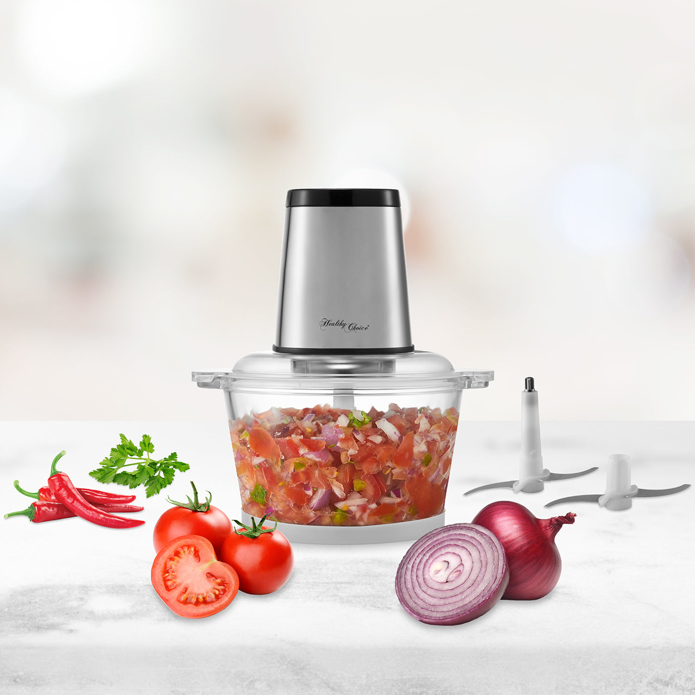 Large Powerful Food Chopper/ Stainless Steel/ 2kg Capacity/ 300W - SuperSaverAU - view 5