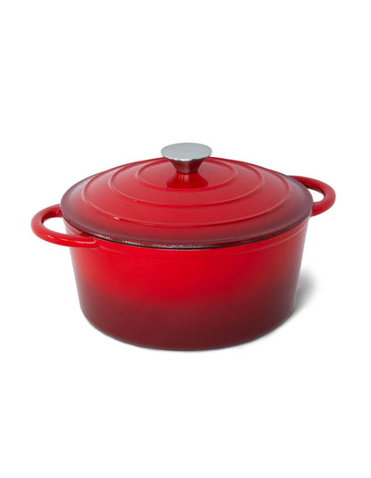 26cm Enamelled Cast Iron French Oven Casserole (4.7L) - Red