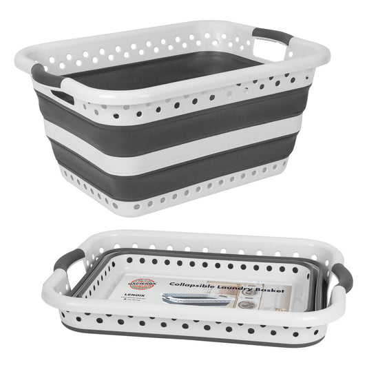 Collapsible Laundry Basket 45L - Space-Saving Hamper with Built-in Handles