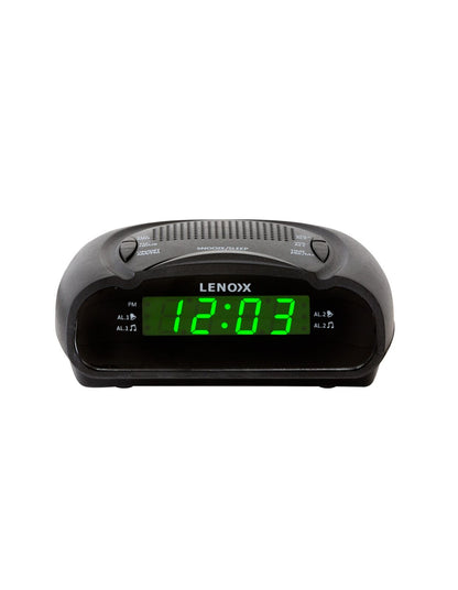AM/FM Dual Alarm Clock Radio with Green 0.6" LED Display and Battery Backup