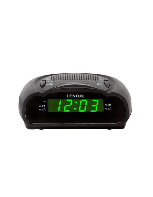 AM/FM Dual Alarm Clock Radio with Green 0.6" LED Display and Battery Backup