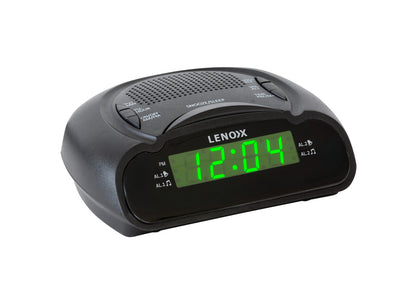 AM/FM Dual Alarm Clock Radio with Green 0.6" LED Display and Battery Backup