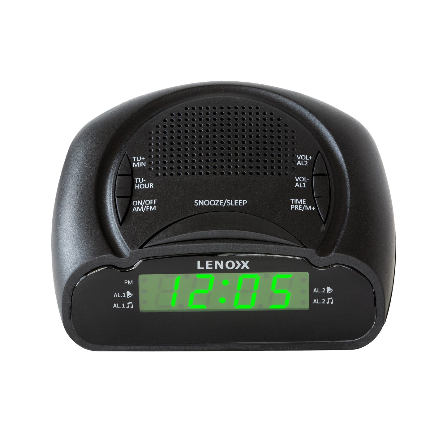 AM/FM Dual Alarm Clock Radio with Green 0.6" LED Display and Battery Backup