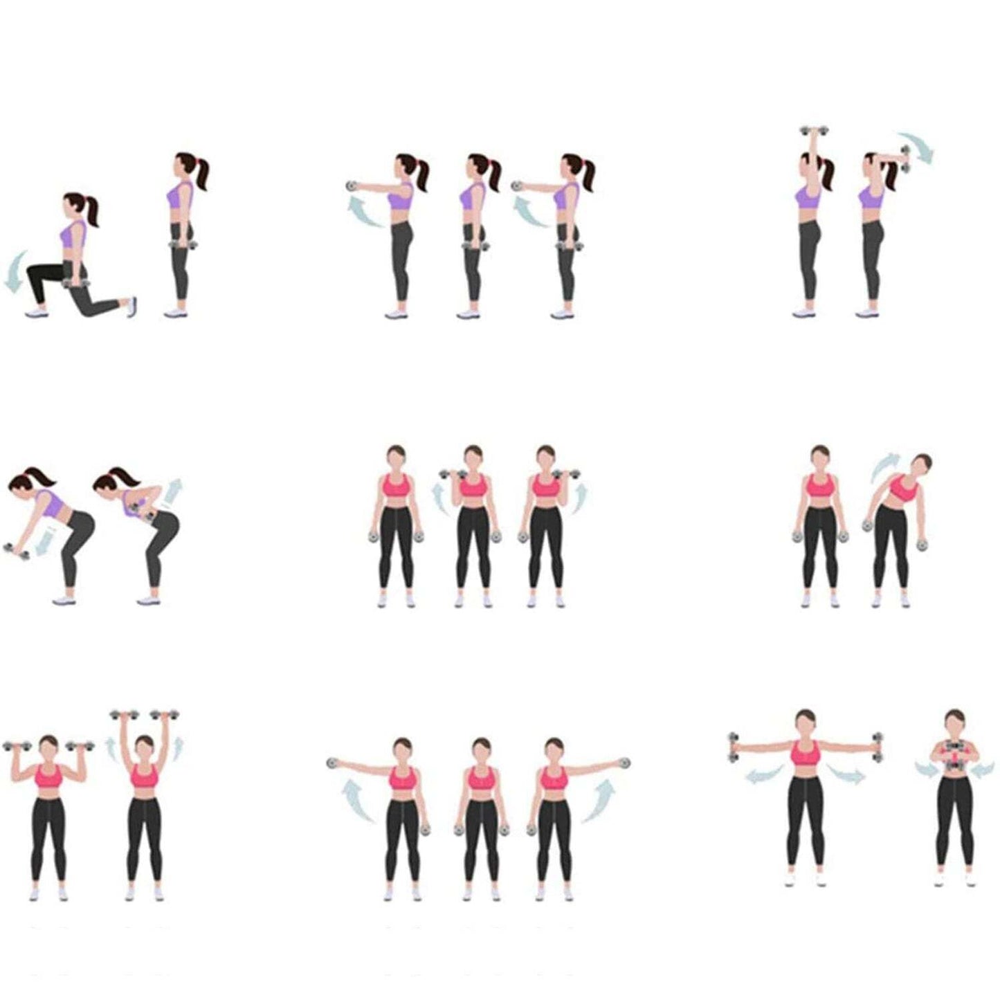 Hacienda 7-Piece 20kg Weighted Dumbbell Set with Rack - 2/3/5kg Dumbbells