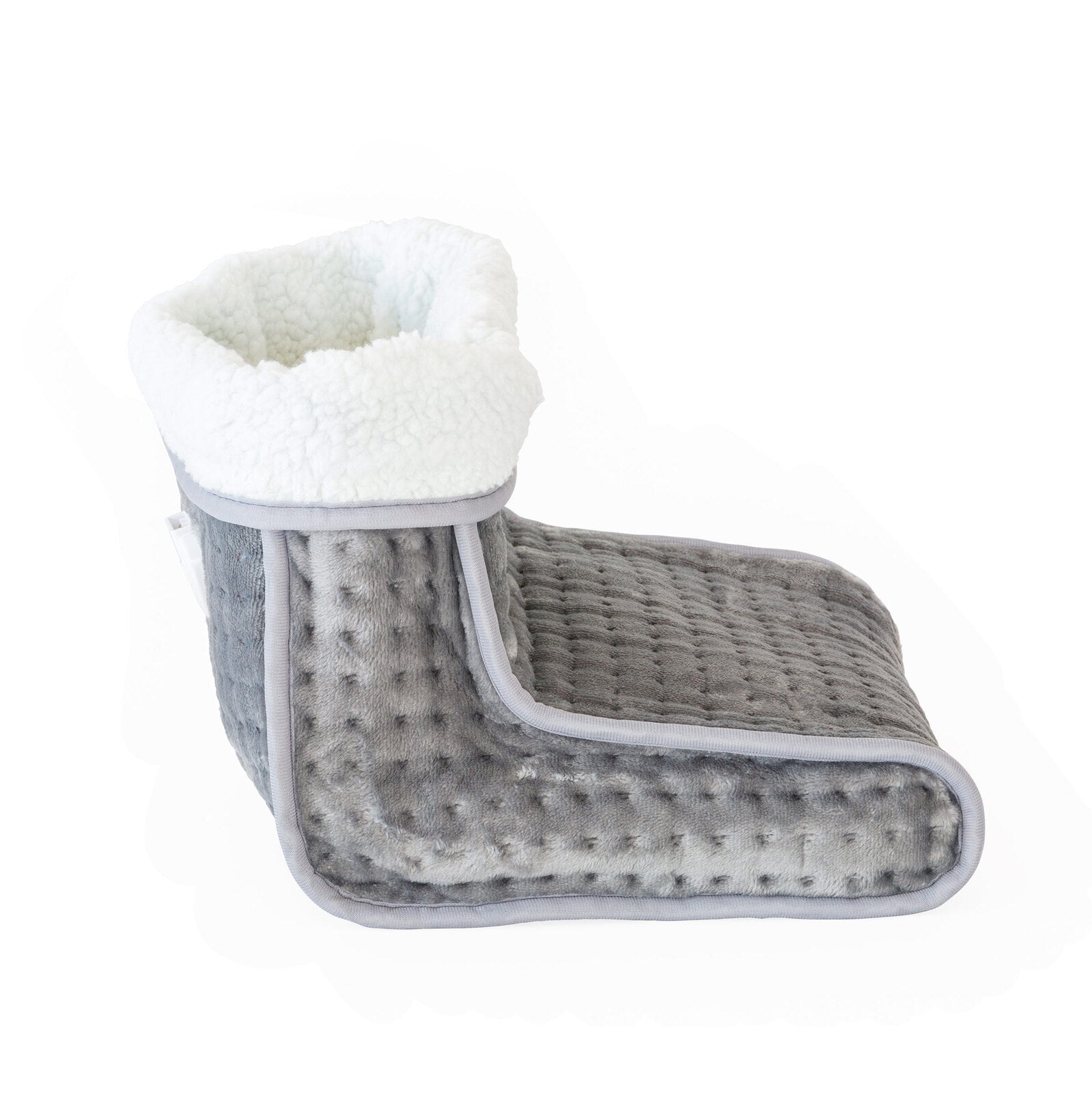 Premium Grey Plush Flannel Fleece Electric Foot Warmer 4 Heat Settings
