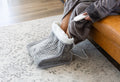 Premium Grey Plush Flannel Fleece Electric Foot Warmer 4 Heat Settings