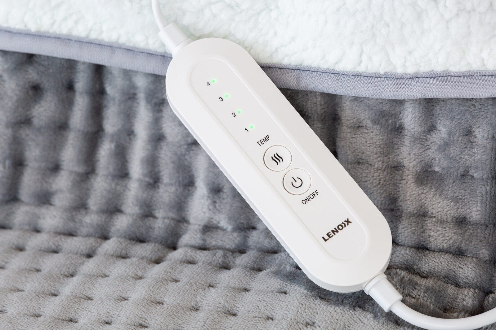 Premium Grey Plush Flannel Fleece Electric Foot Warmer 4 Heat Settings