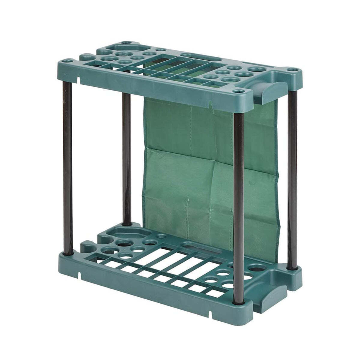 Garden Tools Storage Rack - 40 Tool Slots, Green, Durable Plastic, Indoor/Outdoor Use, Minimal Assembly, 58cm x 31cm x 60cm