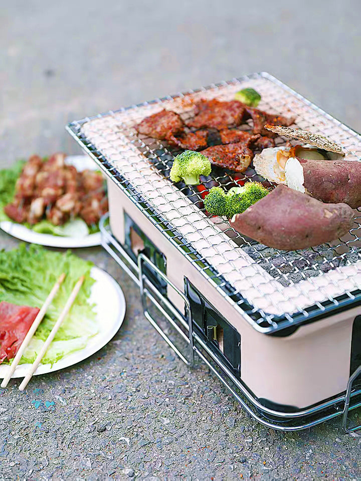 Portable Hibachi Tabletop Grill Dual Charcoal BBQ Chambers - SuperSaverAU - view 2