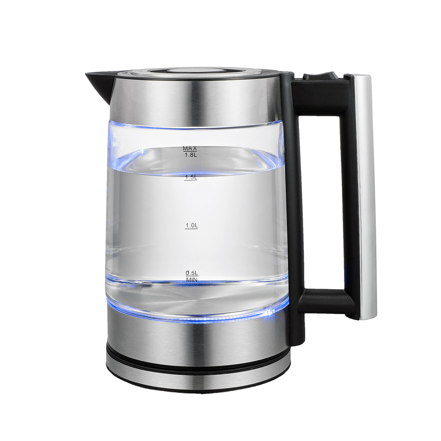 Healthy Choice 1.8L Cordless Glass Kettle, Stainless Steel, Blue LED - SuperSaverAU - view 1