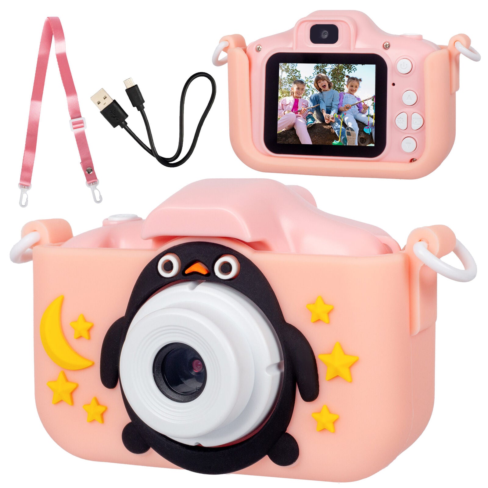 Kids Digital Dual Lens Camera, 4x Zoom and HD Video Recording (Pink) - SuperSaverAU - view 2