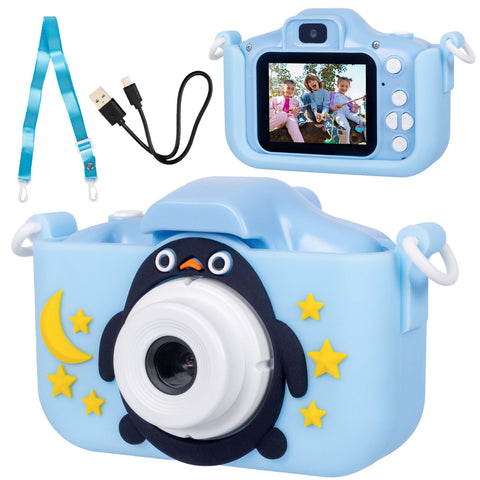 Kids Digital Dual Lens Camera, 4x Zoom and HD Video Recording (Blue) - SuperSaverAU - view 2