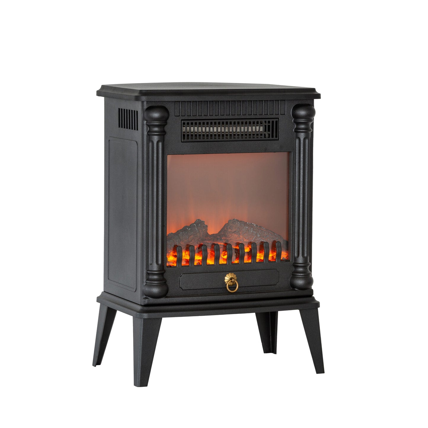 Lenoxx Electric Log Fireplace Heater 1000W/2000W with Overheat Protection and Flame Effect