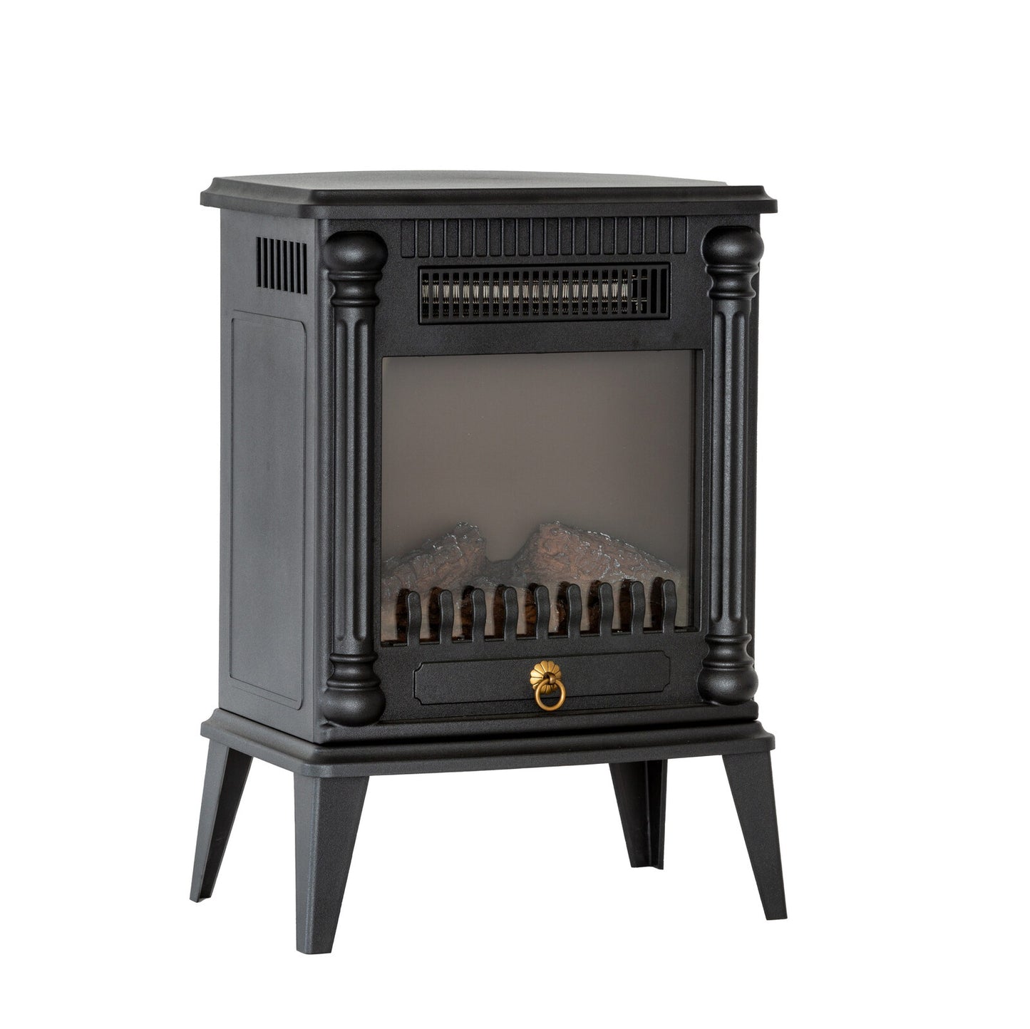 Lenoxx Electric Log Fireplace Heater 1000W/2000W with Overheat Protection and Flame Effect