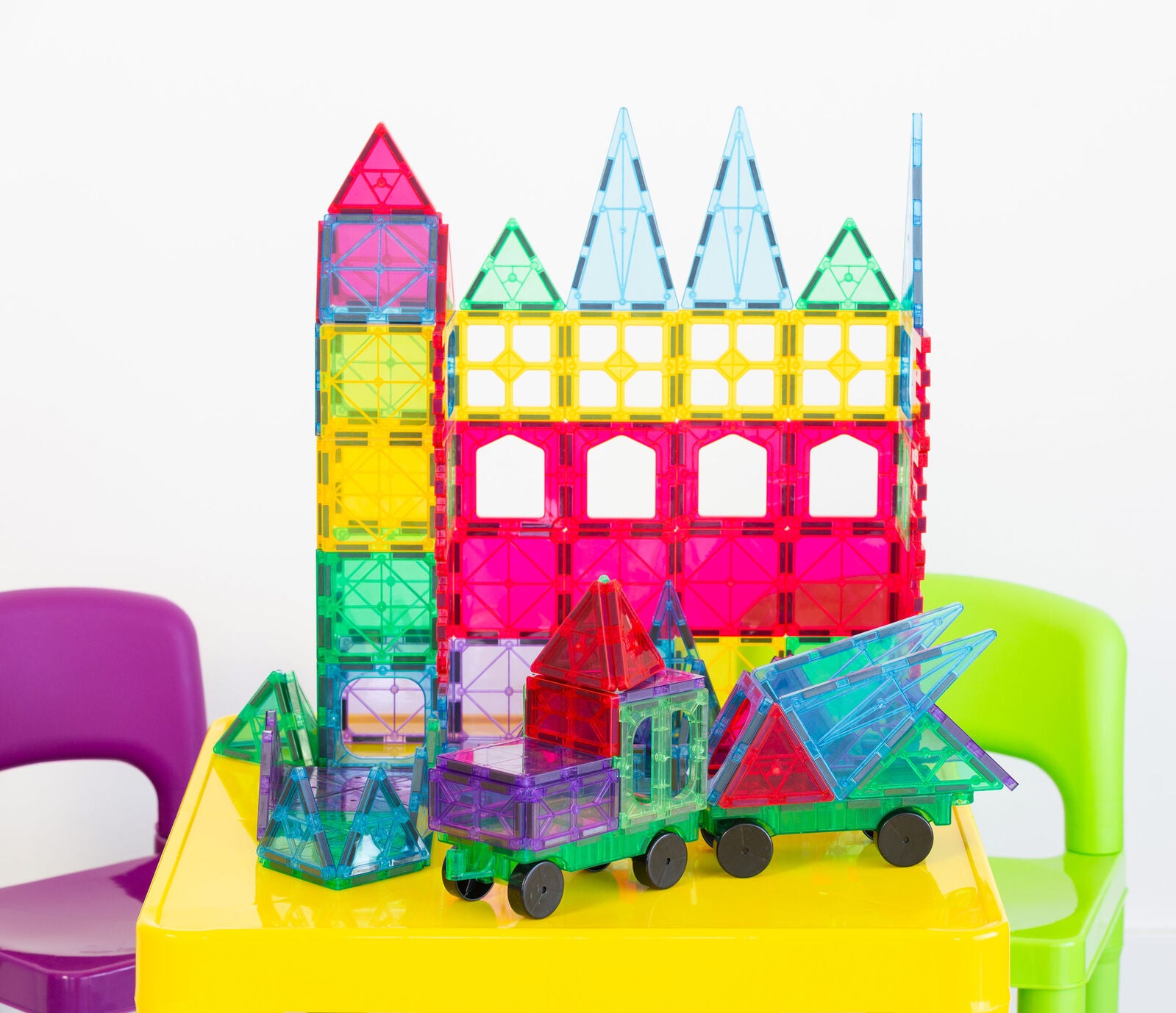 120 Pcs non-toxic STEM Educational, Durable Magnetic Tiles/Puzzle with Storage Bag - SuperSaverAU - view 2
