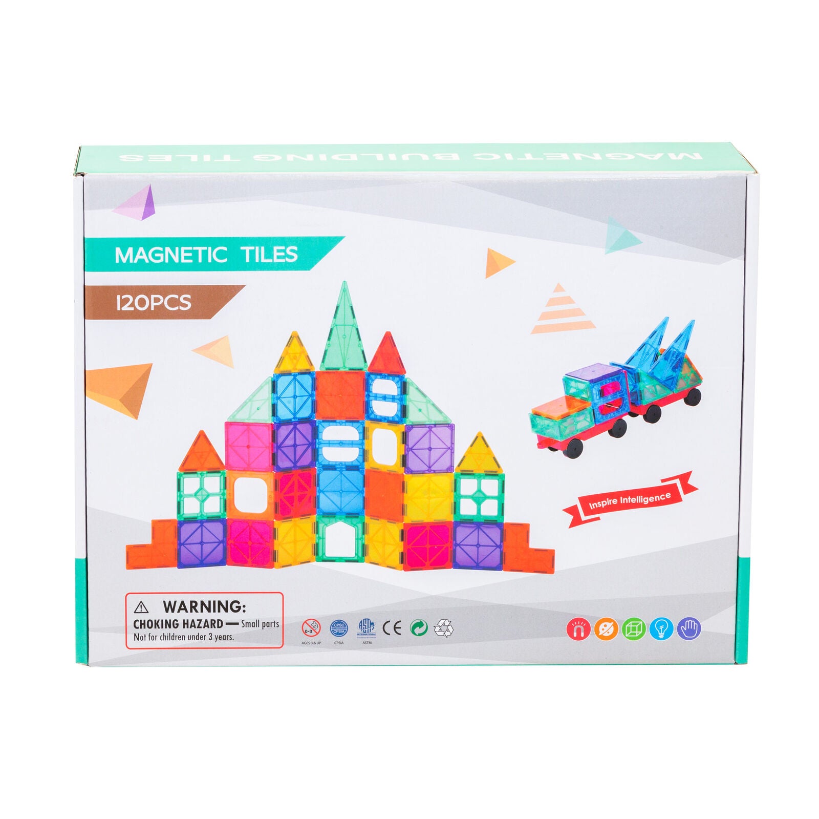 120 Pcs non-toxic STEM Educational, Durable Magnetic Tiles/Puzzle with Storage Bag - SuperSaverAU - view 6