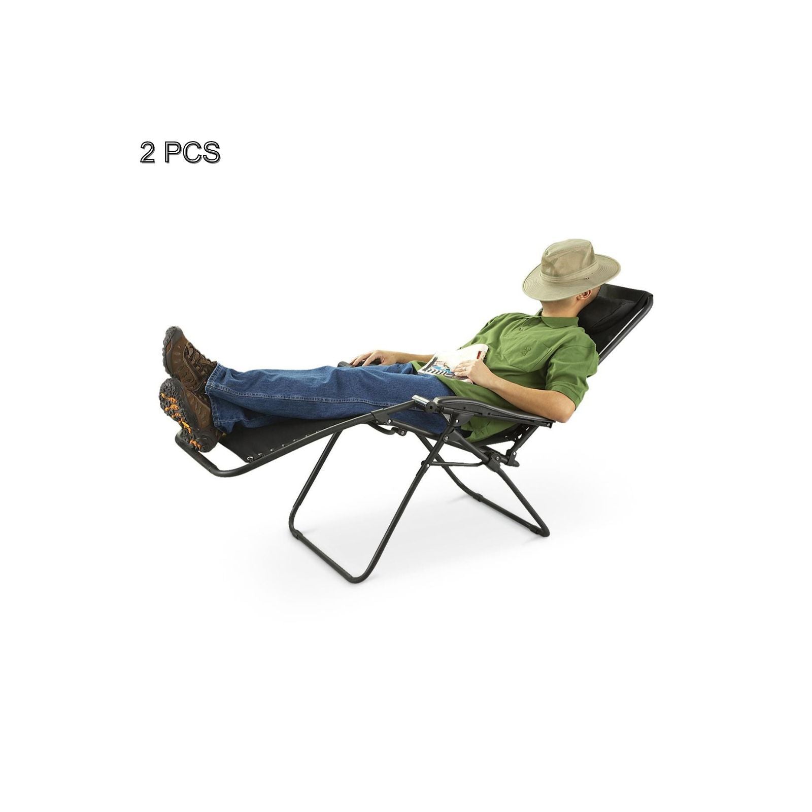 Hacienda Zero Gravity Reclining Chair - 2 Pack, Adjustable, Black - SuperSaverAU - view 2