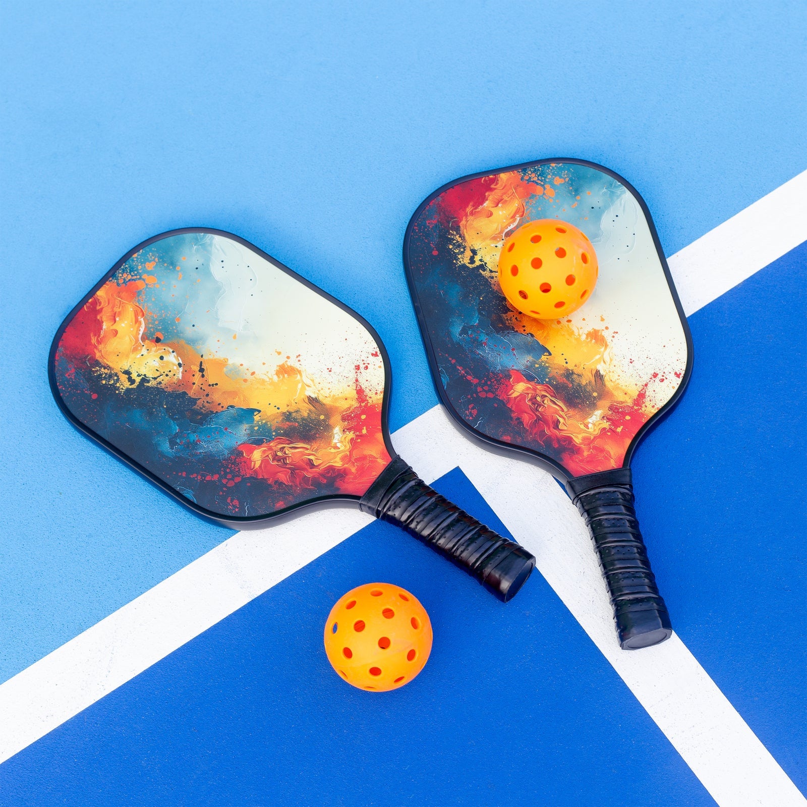 Pickleball Set with 6 Aerodynamic Balls and 2 Fiberglass Paddles - SuperSaverAU - view 5