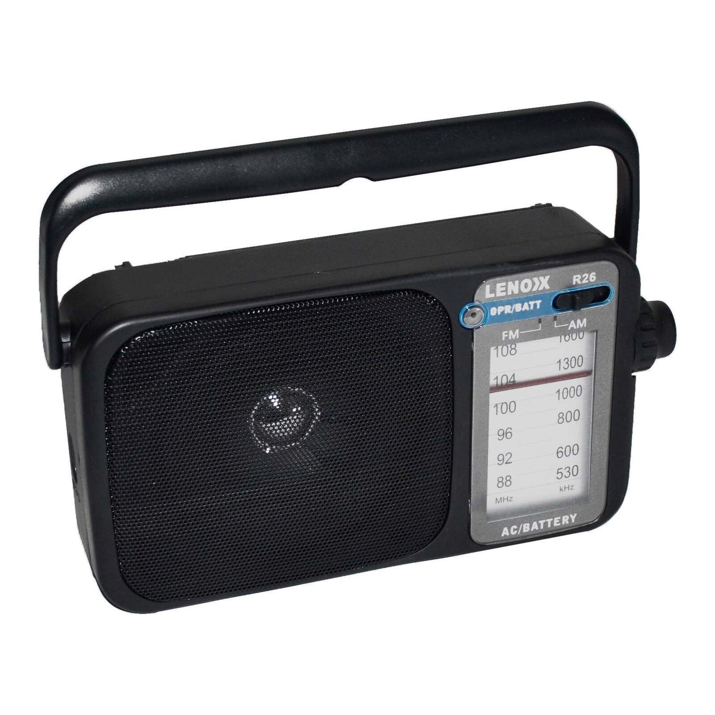 Black AM/FM Mantle Radio Battery Operated with 540-1600 Bandwidth and Portable Carry Handle
