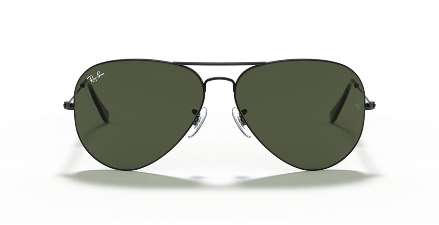Ray-Ban Aviator Large Metal II Sunglasses - Black Frame, Green Lenses - SuperSaverAU - view 1