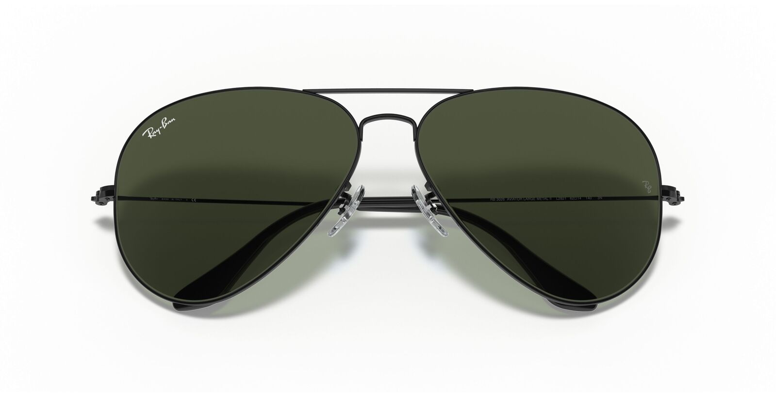 Ray-Ban Aviator Large Metal II Sunglasses - Black Frame, Green Lenses - SuperSaverAU - view 2