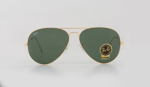 Ray-Ban Aviator Large Metal II Sunglasses - Gold Frame, Green Lenses - SuperSaverAU - view 1
