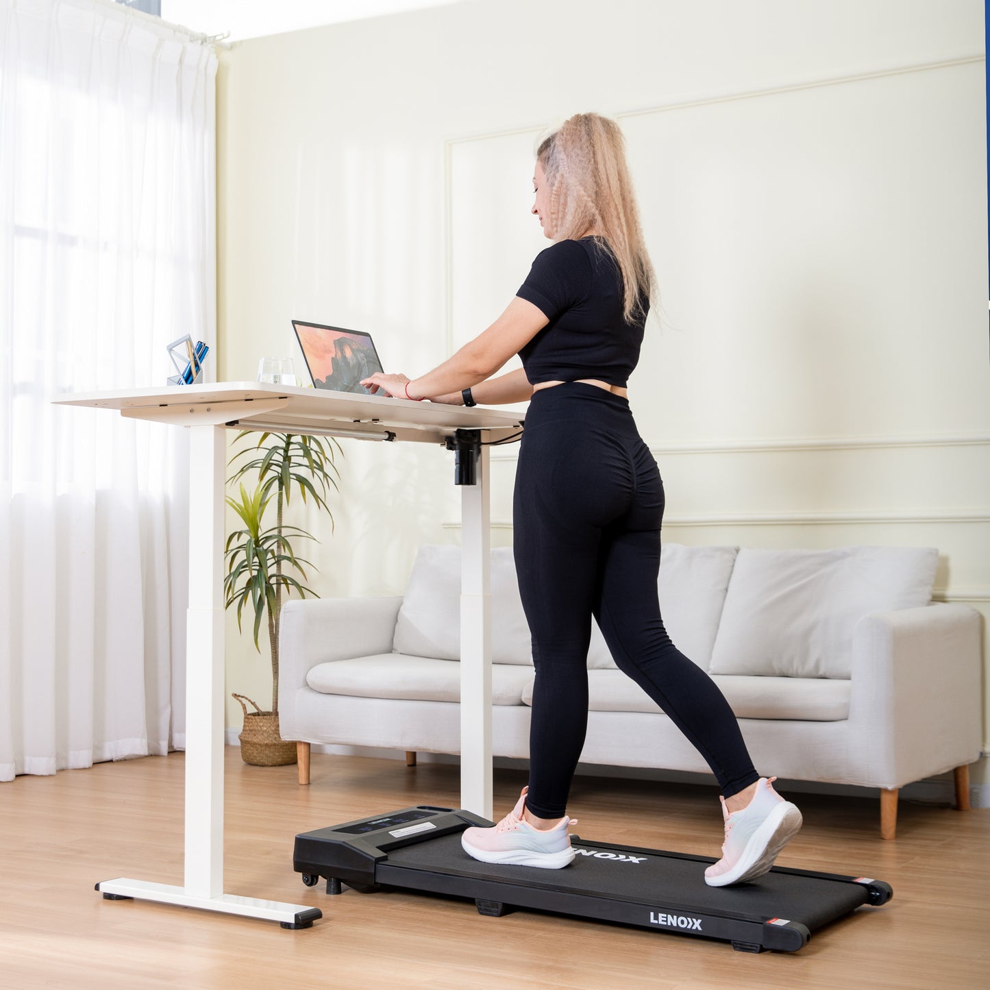 1.5 HP 52cm Electric Walking Pad Treadmill with Remote Control and Display Screen