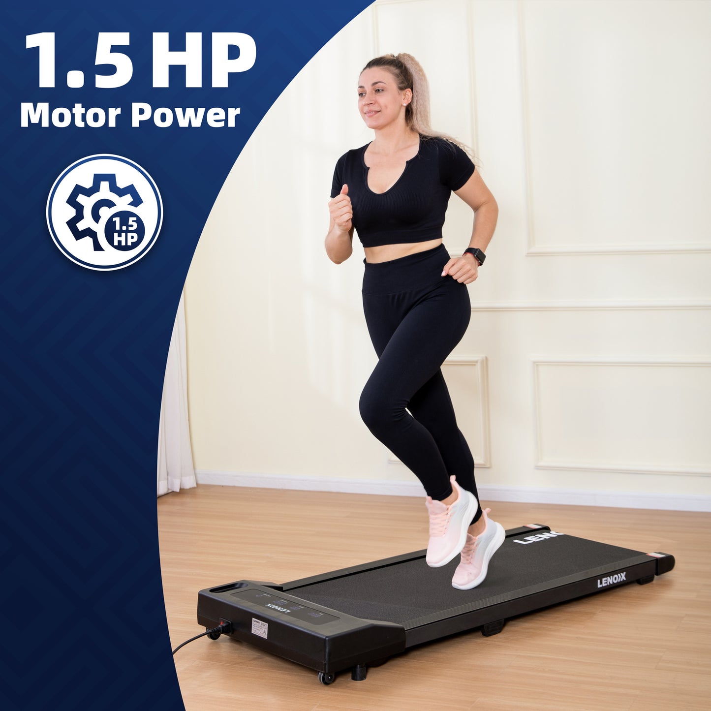 1.5 HP 52cm Electric Walking Pad Treadmill with Remote Control and Display Screen