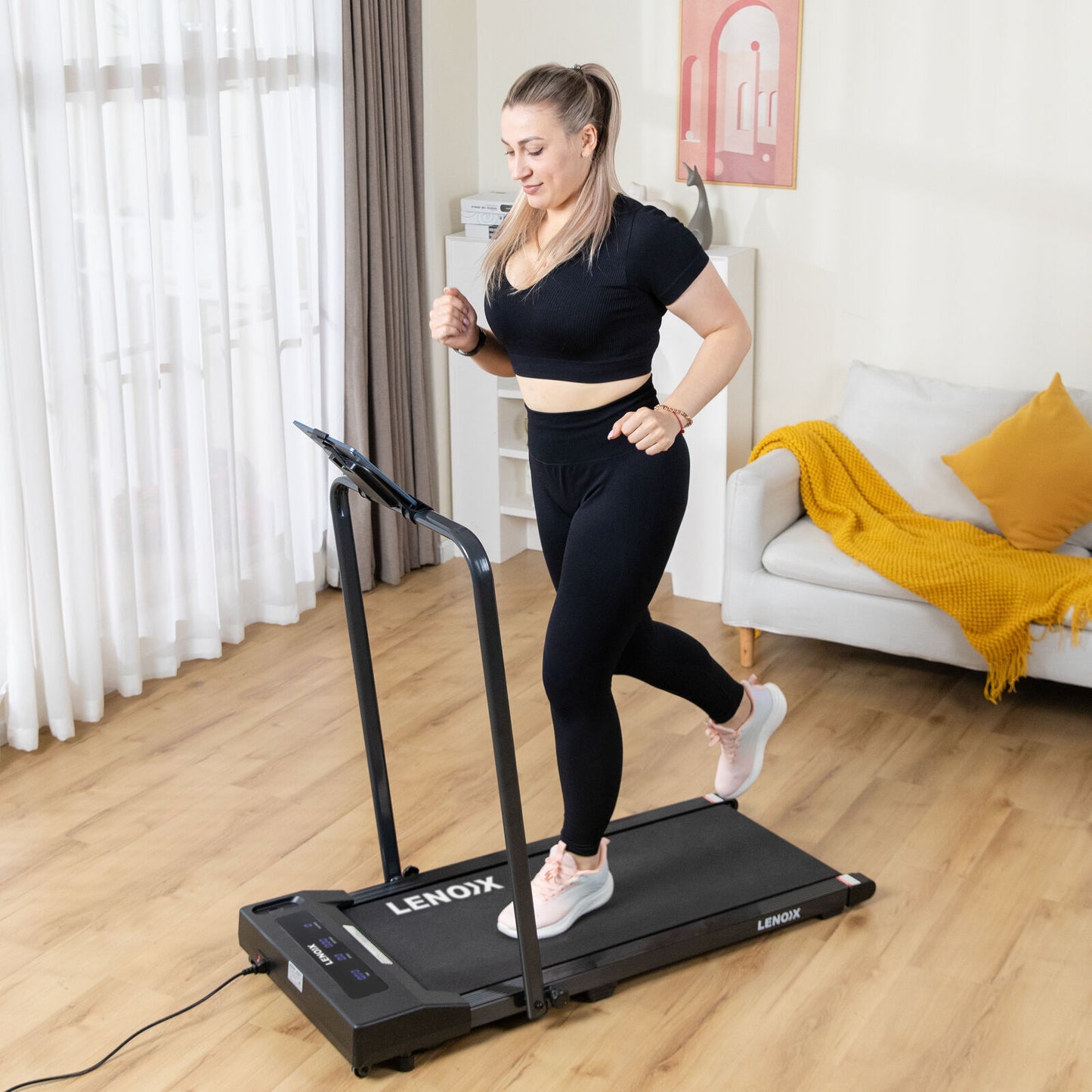 Electric Walking Pad Treadmill - 2HP, Foldable with Remote & Tablet Holder