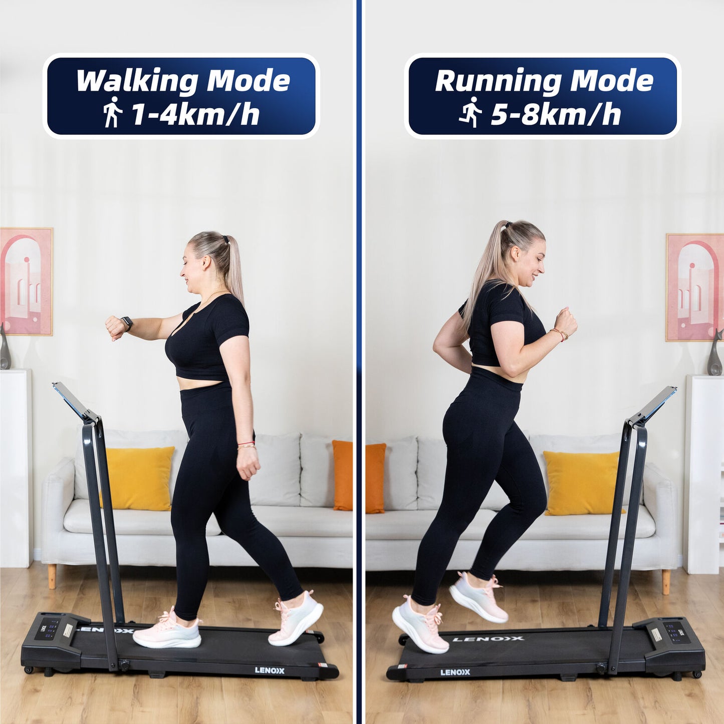 Electric Walking Pad Treadmill - 2HP, Foldable with Remote & Tablet Holder