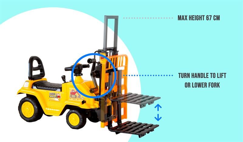 Kids Manual Forklift Ride-On with Working Mast Lift and Pallet - SuperSaverAU - view 9