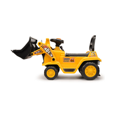 Yellow Children's Ride-On Digger with Interactive Gear Stick, Scoop, and Storage Bin - SuperSaverAU - view 2