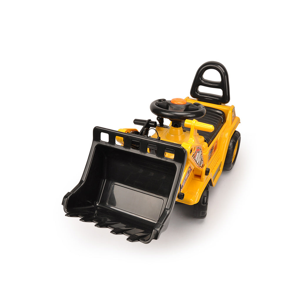Yellow Children's Ride-On Digger with Interactive Gear Stick, Scoop, and Storage Bin - SuperSaverAU - view 3